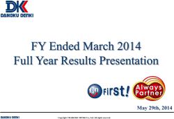 FY Ended March 2014 Full Year Results Presentation