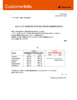 JSJ サービス HAMMONIA PESCARA 008S 投入船 - Hapag