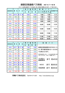 釧路空港連絡バス時刻 H27 4/1～5/6