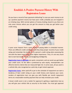 Establish A Positive Payment History With Registration Loans