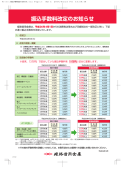 振込手数料改定のお知らせ／主な手数料一覧／ATM利用