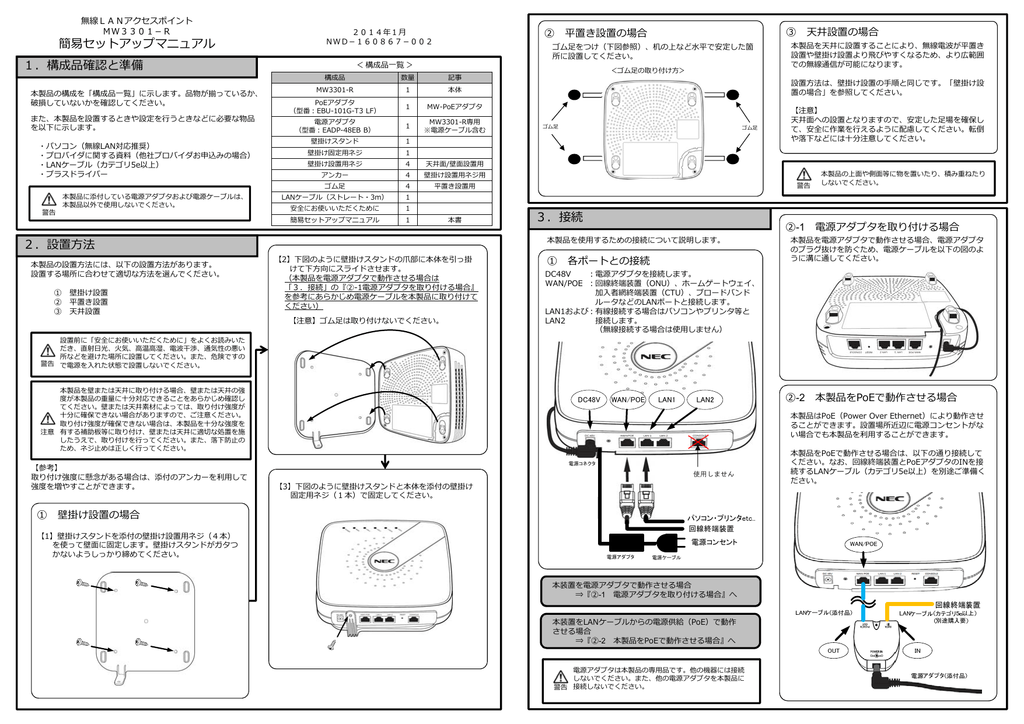 無線アクセスポイント MW-3301-R マニュアル （簡易版）