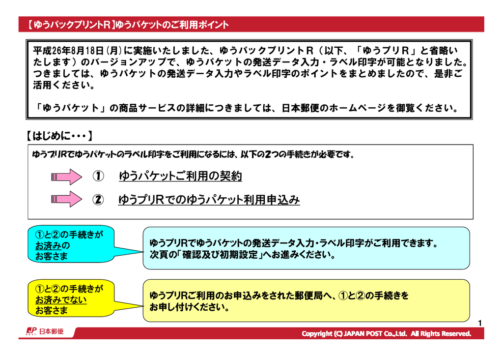 ゆうプリr ゆうパケットご利用のポイント