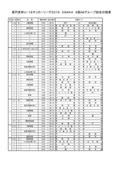 高円宮杯U−18サッカーリーグ2015 OSAKA 2部ABグループ試合日程表