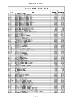 2014/4/1～ 価格表 医学モデル工業