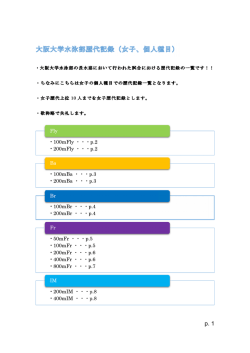 大阪大学水泳部歴代記録(女子、個人)