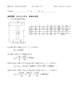 G x = 412 m y Ay A = 412 52 = 7.92 m I x − A × y = 4549.4 −52×7.92