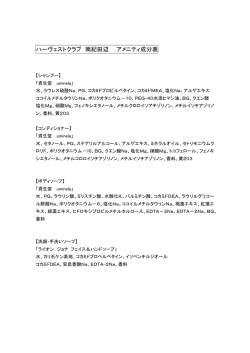 ハーヴェストクラブ 南紀田辺 アメニティ成分表