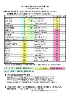 テレビ津山チャンネル一覧