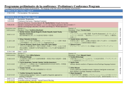 Programme préliminaire de la conférence / Preliminary Conference