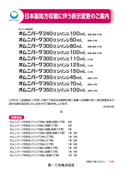 オムニパークシリンジ 日本薬局方収載に伴う表示変更のご案内