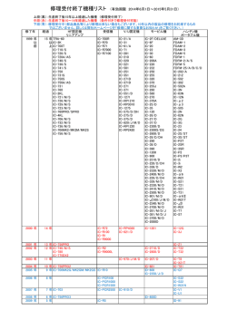 修理受付終了機種リスト （有効期限 2014年6月1日～2015年5月31日）