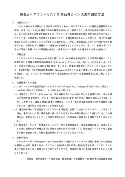 原麦β−アミラーゼによる高品質ビール大麦の選抜方法
