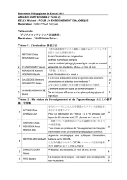 Thème 2 - Rencontres Pedagogiques du Kansai