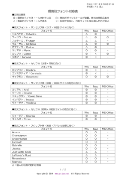 環境別フォント対応表