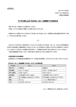 デジタル粉じん計 MODEL HS-1 修理終了のお知らせ