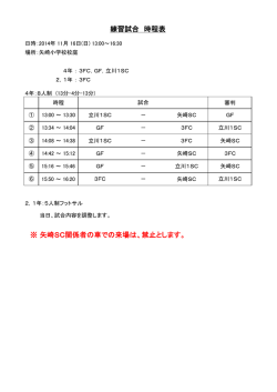 ※ 矢崎SC関係者の車での来場は、禁止とします。 練習試合 時程表