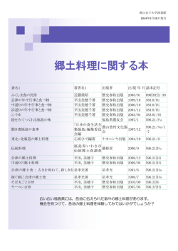 郷土料理に関する本 - 郡山女子大学図書館