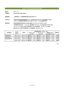 更新日： 対象製品： あたたか山形つや姫（26年産