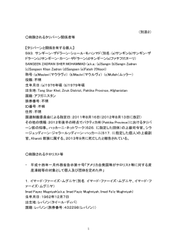 （別添2） 削除されるタリバーン関係者等 【タリバーンと関係を有する個人