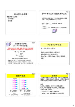 第13回化学概論 アンモニアの合成 弱酸の電離