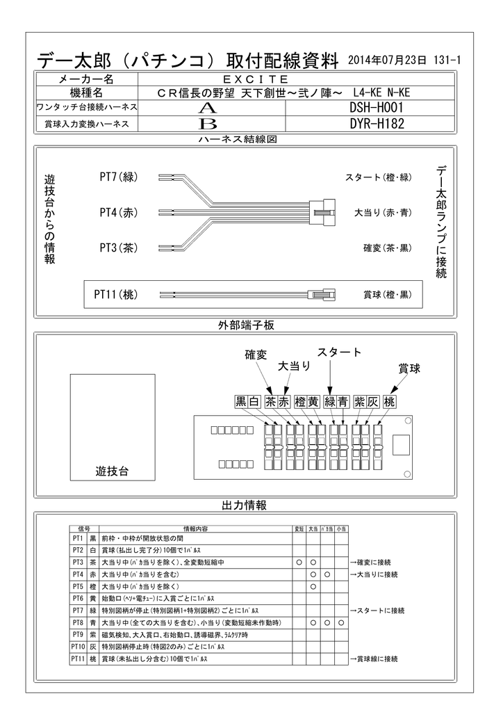 デー太郎（パチンコ）取付配線資料