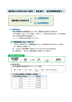 契約電力の決定方法のご案内 （ 低圧電力 ・ 低圧時間帯別電力 ） ① 主