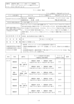 リコール届出一覧表