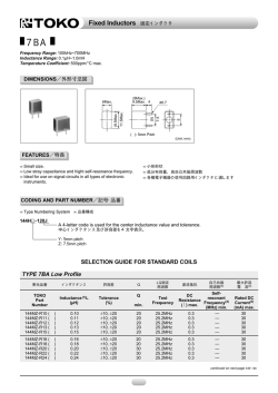 SELECTION GUIDE FOR STANDARD COILS TYPE 7BA Low Profile