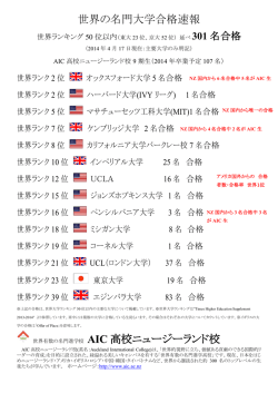 世界の名門大学合格速報 世界有数の名門進学校 AIC 高校