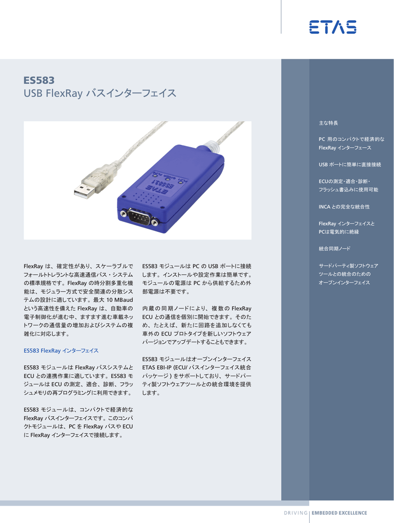 Es583 Usb Flexray バスインターフェイス
