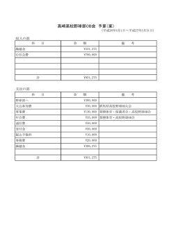 高崎高校野球部OB会 予算（案） - 群馬県立高崎高等学校硬式野球部OB会