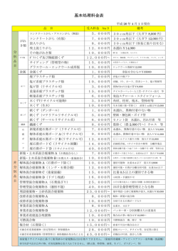 基本処理料金表