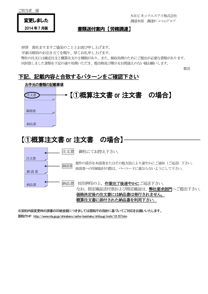 概算注文書 Or 注文書 の場合