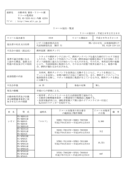 リコール届出一覧表