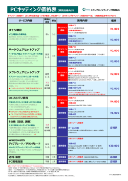 PCキッティング価格表（販売店様向け）