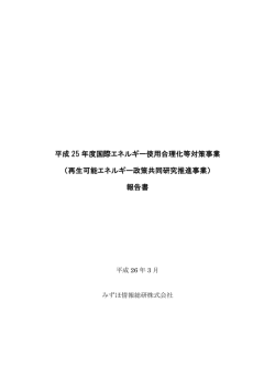 平成 25 年度国際エネルギー使用合理化等対策事業