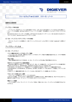 ファームウェア ver 2.1.0.51 リリース・ノート 重要な注意事項