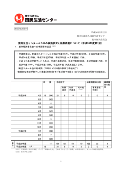 国民生活センターADRの実施状況と結果概要について（平成26年度第1回）