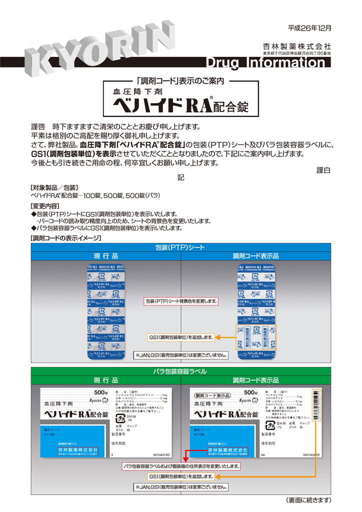 調剤コード 表示のご案内