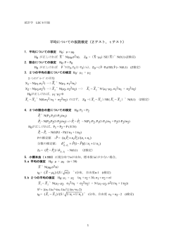 平均についての仮説検定（Zテスト、tテスト） X X - X X - X X - X X