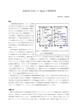 高温高圧合成した Mg 2Si の熱電特性