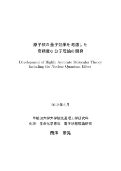 原子核の量子効果を考慮した 高精度な分子理論の開発 西澤 宏晃