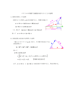 ベクトルの内積で分配則が成り立つことの証明 a b a + b c 内積の成分