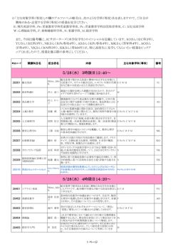 5/28（水） 3時限目12：40～ 5/28（水） 4時限目14：20