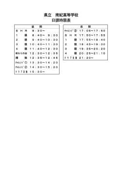 県立 南紀高等学校 日課時限表