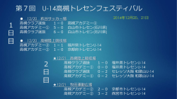 2014 第7回 U-14高槻トレセンフェスティバル・結果 12/20.21