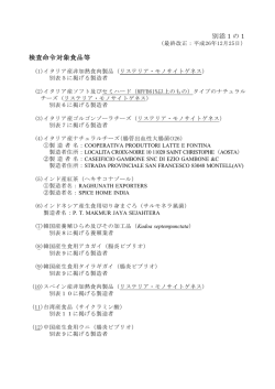 別添1の1 検査命令対象食品等