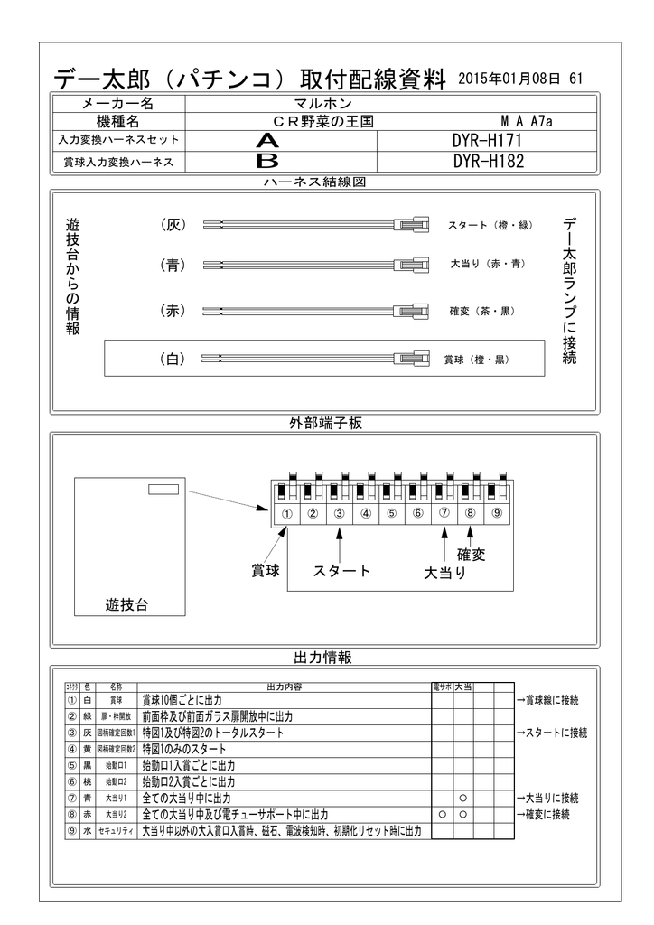 デー太郎（パチンコ）取付配線資料