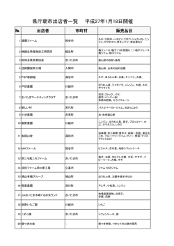 県庁朝市出店者一覧 平成27年1月18日開催